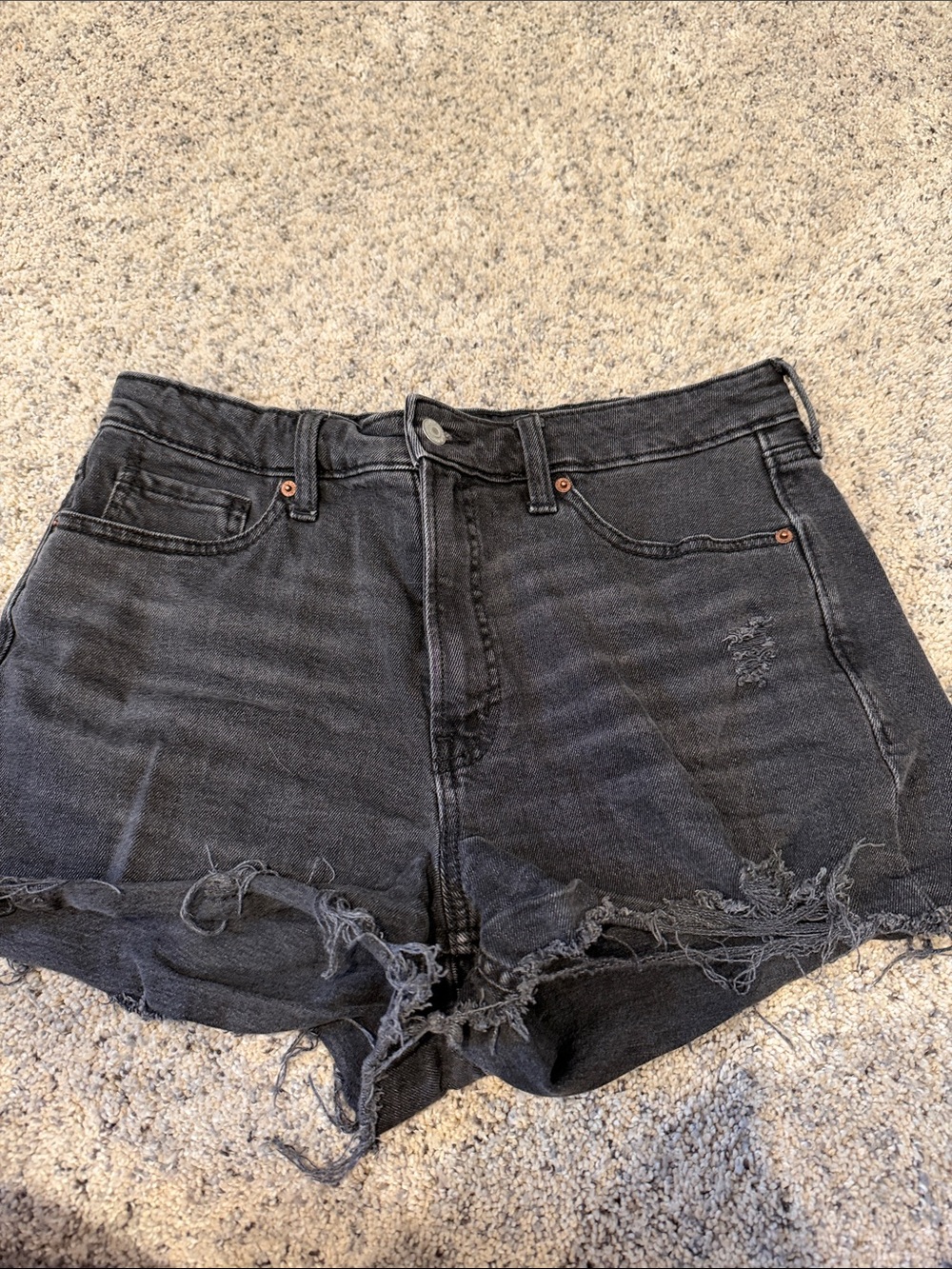 Old Navy Black Distressed High-Rise Jean Shorts